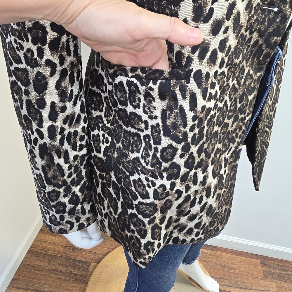 Alice + Olivia Toby Leopard Animal Print Stretch Blazer Jacket Size 6 40" Chest - Picture 5 of 12